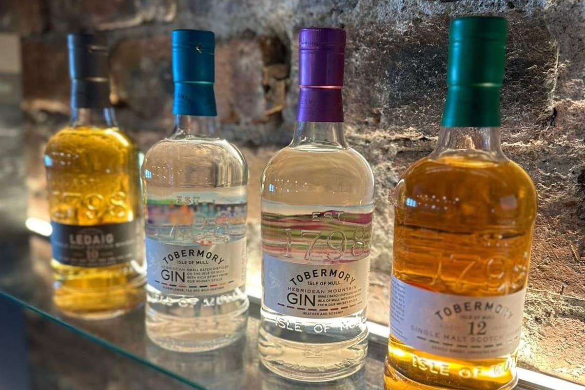 The whisky shelf in the hotel bar
